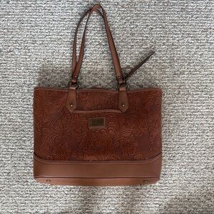 FRYE AND CO. Brown Embossed Floral Tote
